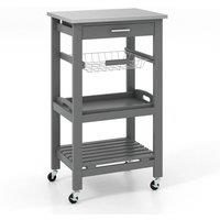 NESTLUNE Wheeled Kitchen Storage Trolley Cart Cupboard in Grey | Size: 100 cm x 15 cm