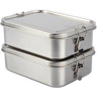 NESTLUNE 2pc 1150ml Bento Lunch Box. Metal Food Container in Silver | Size: 100 cm x 15 cm