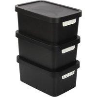NESTLUNE Black 7.5L Storage Box with Lid. Lidded Basket