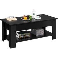 KORVIXA Lift Top Coffee Table w/ Hidden Compartment & Open Shelf in Black | Size: 1000L