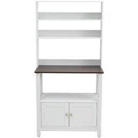 KORVIXA Free Standing Tall Sideboard with 3 Open Shelves in White