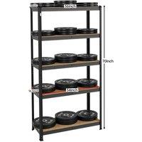 FLAVORA Black 5 Tier Racking Shelf Heavy Duty Garage Shelving | Size: 500mm