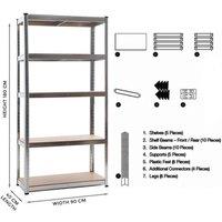 FLAVORA Silver 5 Tier Racking Shelf Heavy Duty Garage Shelving | Size: 500mm