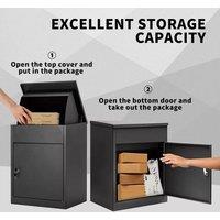 FLAVORA Extra Large Parcel Delivery Drop Box Lockable Outdoor in Black | Size: 500mm
