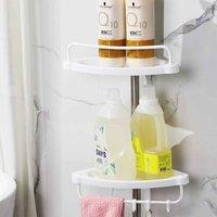 FLAVORA White Plastic 4 Tier Telescopic Bathroom Wall Corner Shelf | Size: 500mm