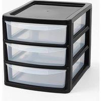 FLAVORA A4 3 Drawer Unit PLASTIC STORAGE DRAWERS in Black | Size: 500mm
