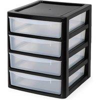 FLAVORA A4 4 Drawer Unit PLASTIC STORAGE DRAWERS in Black | Size: 500mm