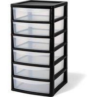FLAVORA A4 6 Drawer Unit PLASTIC STORAGE DRAWERS in Black | Size: 500mm