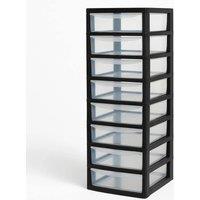 FLAVORA A4 8 Drawer Unit PLASTIC STORAGE DRAWERS in Black | Size: 500mm