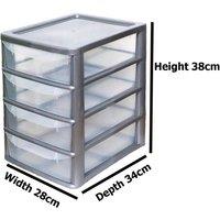 FLAVORA A4 4 Drawers Sliver PLASTIC STORAGE DRAWERS in Silver | Size: 500mm
