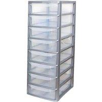 FLAVORA A4 8 Drawers Sliver PLASTIC STORAGE DRAWERS in Silver | Size: 500mm