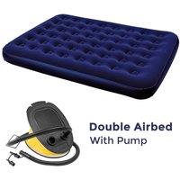 SPETLEK Airbed Flocked Camping Double Air Bed + Pump in Blue