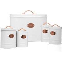 SPETLEK 5Pcs Kitchen Bread Bin Storage Tins white