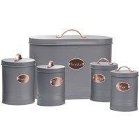 SPETLEK 5Pcs Kitchen Bread Bin Storage Tins grey