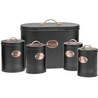 SPETLEK 5Pcs Kitchen Bread Bin Storage Tins black