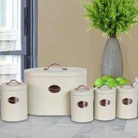 SPETLEK 5Pcs Kitchen Bread Bin Storage Tins cream