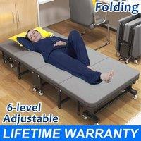 NESTLUNE Folding Single Bed Large Fold Up Portable Guest Sleeper Rollaway in Grey | Size: Cot
