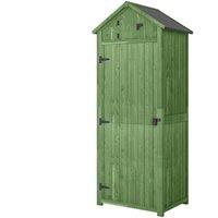 NESTLUNE Wooden Garden Storage Shed Tool Storage Box in Green | Size: 100 cm x 15 cm