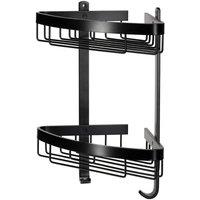 KORVIXA Croydex Black Corner Shower Caddy 2 Tier Large Basket | Size: W700mm x H650mm