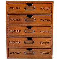 KORVIXA Vintage Desktop Wooden 5 Drawers Storage Box in Brown | Size: 100 cm x 100 cm