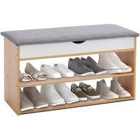 KORVIXA Wood Color Wooden Shoe Bench Shoes Storage Bench in Beige | Size: 900mm
