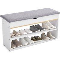 KORVIXA White Wooden Shoe Bench Shoes Storage Bench | Size: 900mm