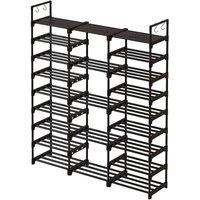 KORVIXA 9 Tier Metal Shoe Rack Large Storage Shelf in Black | Size: 900mm