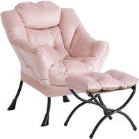 KORVIXA Modern Upholstered Accent Sofa Chair in Pale Pink | Size: 100 cm