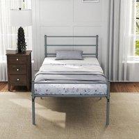 SPETLEK Single Size Bed Frame with Footboard-Silver in Silver