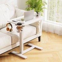 SPETLEK Overbed Bedside Table With Cup Holder Headphone Hook in White | Size: 0.6m2