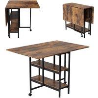 KORVIXA Mobile Retro Rustic Wood Drop Leaf Folding Dining Table in Brown | Size: 0.6m2