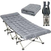 KORVIXA Heavy Duty Single Folding Bed Camping in Grey