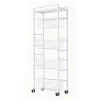 KORVIXA 5 Tier Storage Trolley Cart Kitchen in White | Size: 0.6m2