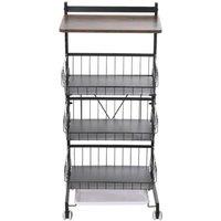 KORVIXA 5 Tier Kitchen Storage Vegetable Trolley Cart in Black | Size: 0.6m2