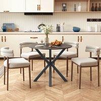 KORVIXA Wood Dining Table Round Kitchen Table in Black | Size: 0.6m2