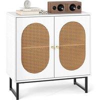 KORVIXA Rattan Buffet Cabinet 2 Door Sideboard Storage in White | Size: 0.6m2