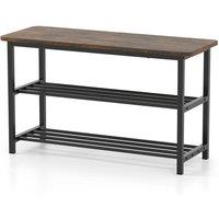 KORVIXA Shoe Rack Bench 3 Tier 80cm Entryway Seat Storage in Brown | Size: 0.6m2