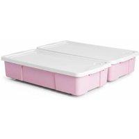 FLAVORA 2x 47L Pink Underbed Storage Boxes With Wheels | Size: 500mm