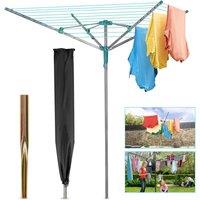 VOGREX 50M 4 ARM ROTARY DRYER GARDEN LAUNDRY LINE W/ SPIKE COVER in Silver