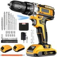 Ventryn 21V Electric Screwdriver with 2 Battery, Cordless Combi Drill in Yellow