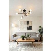 INMTFEI 6 Light Black Gold Sputnik Ceiling Light Modern E27 Fixture