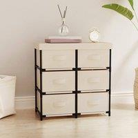 Berkfield Home Storage Cabinet with 6 Drawers 55x29x55 cm Cream Steel in Beige | Size: 55 x 29 x 55 cm