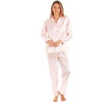 Lady Olga Women's English Made Satin Long Sleeved Pyjama Set in Pale Pink | Size: 8-10