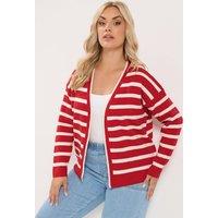 Yours Women's Stripe Cardigan in Red | Size: 18-20