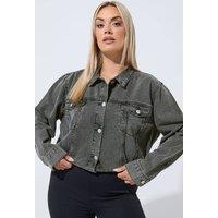 Yours Women's Denim Jacket in Dark Grey | Size: 20