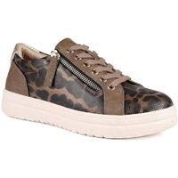 Pavers Women's Wide Fit Zip & Lace Platform Trainers in Brown | Size: 6