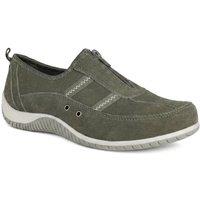Pavers Women's Memory Foam Leather Slip On Trainers in Khaki | Size: 5