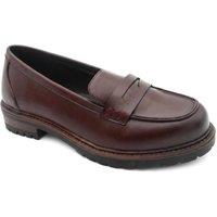 Pavers Women's Wide Fit Chunky Sole Penny Loafers in Burgundy | Size: 3