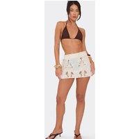 EGO Women's Embroidered Mid Rise Mini Skirt in White | Size: 14