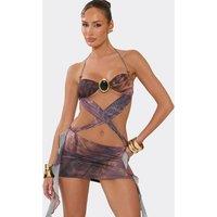 EGO Women's Strappy Cut Out Mini Dress in Navy | Size: 12